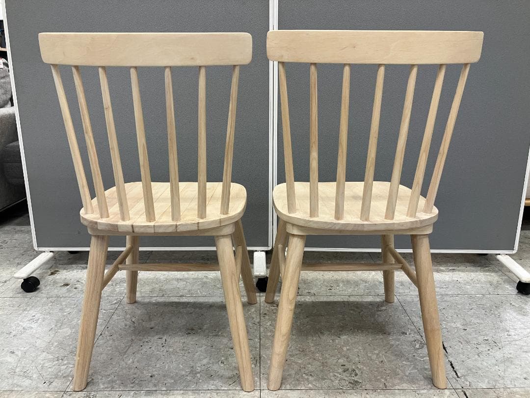 ダイニングテーブルセット イス×2 天然木 ベージュ