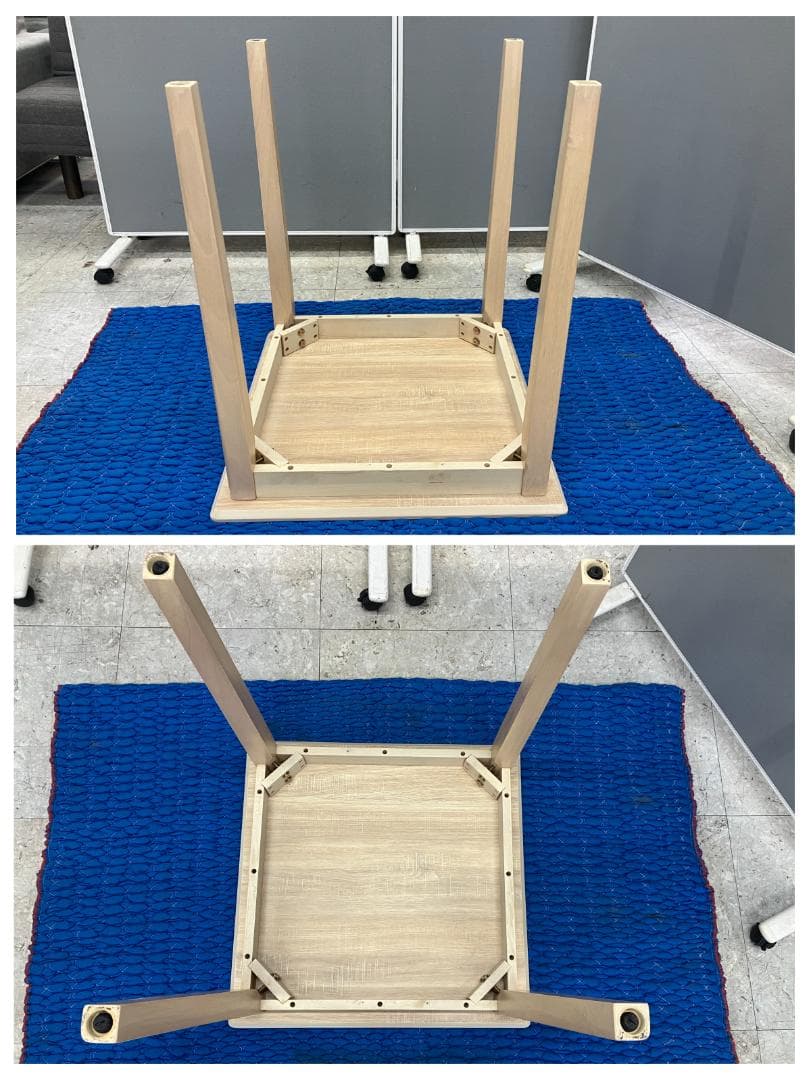 ダイニングテーブルセット イス×2 天然木 ベージュ