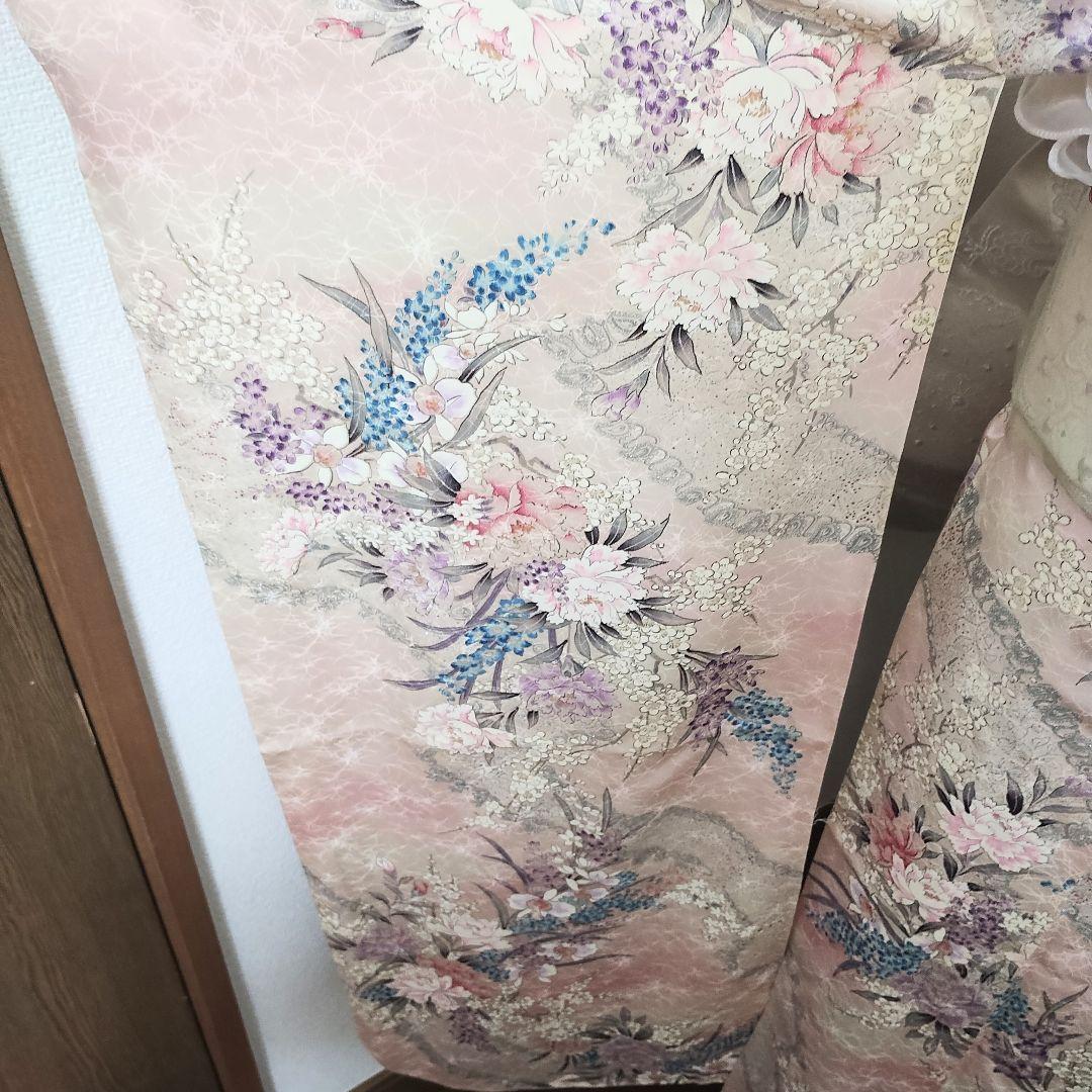 成人式正絹振袖フルセット　ベビーピンク　ラメ　　上品　豪華　光沢