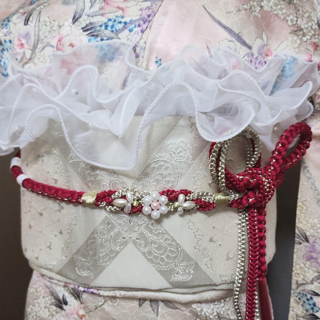 成人式正絹振袖フルセット　ベビーピンク　ラメ　　上品　豪華　光沢