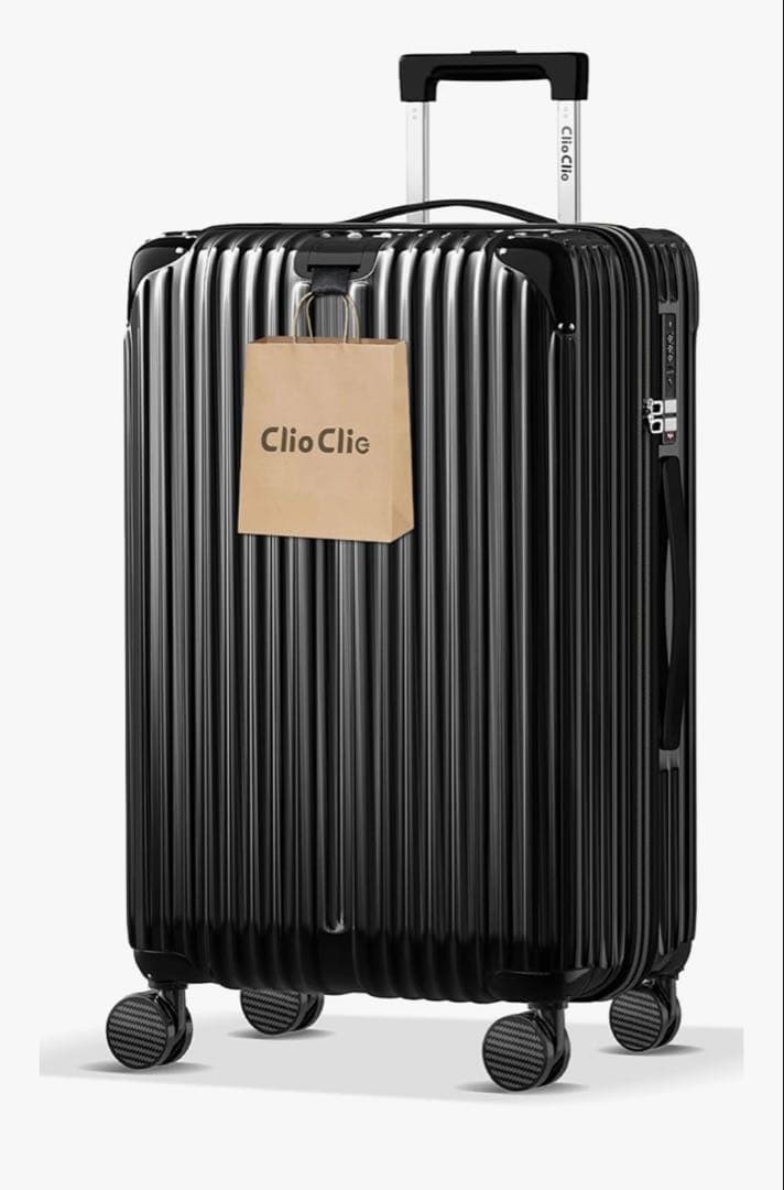 キャリーケース 拡張機能付 超軽量 ブラック Lサイズ 7泊~長期旅行