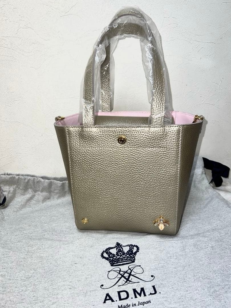 【タグ付き未使用】A.D.M.J. Bee ハンドバッグ シャンパンゴールド