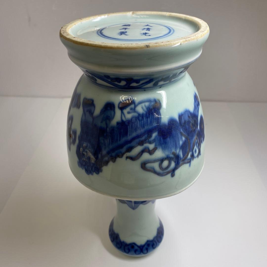 中国清時代　大清光緒年製　釉裏紅人物画花瓶　高さ約24㎝　東Y7-0331☆2F