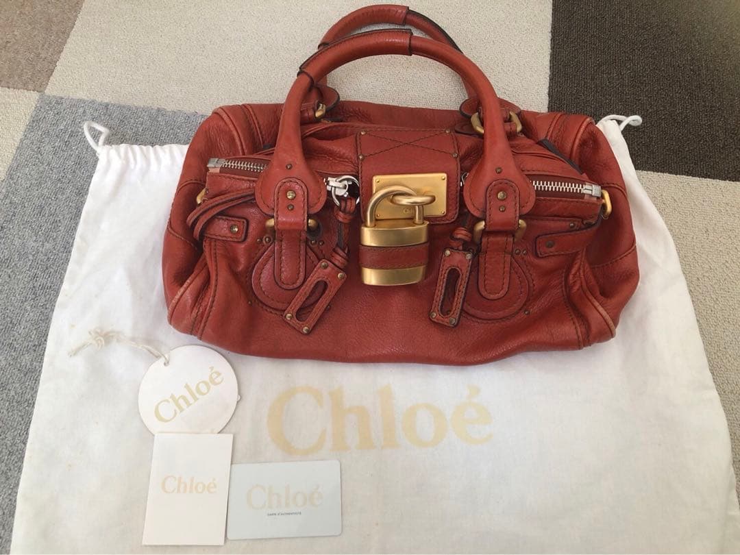 クロエ Chloe パディントン ハンドバッグ レザー ブラウン オレンジ