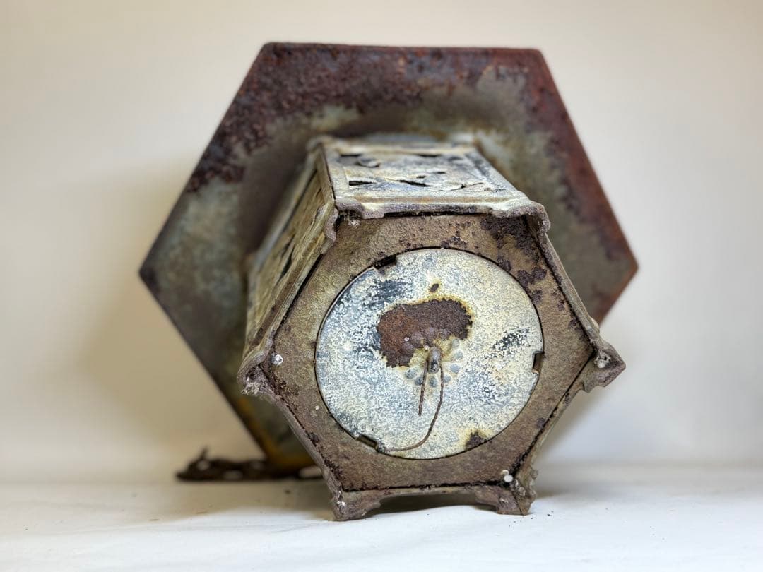 T68 古い鉄製 吊り灯籠 鎖付 重量4.6kg