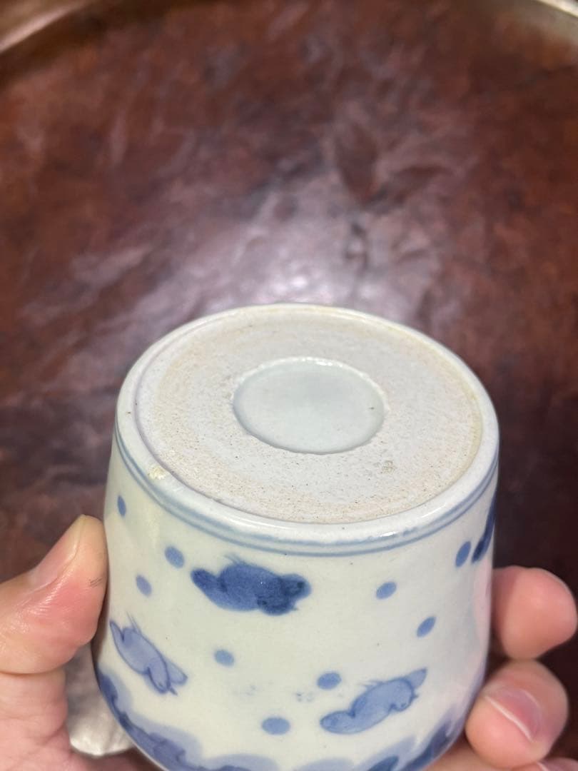 古伊万里 蕎麦猪口 雨降 波千鳥 ちょこ 蕎麦 千鳥 唐草 そば猪口 民芸 民藝