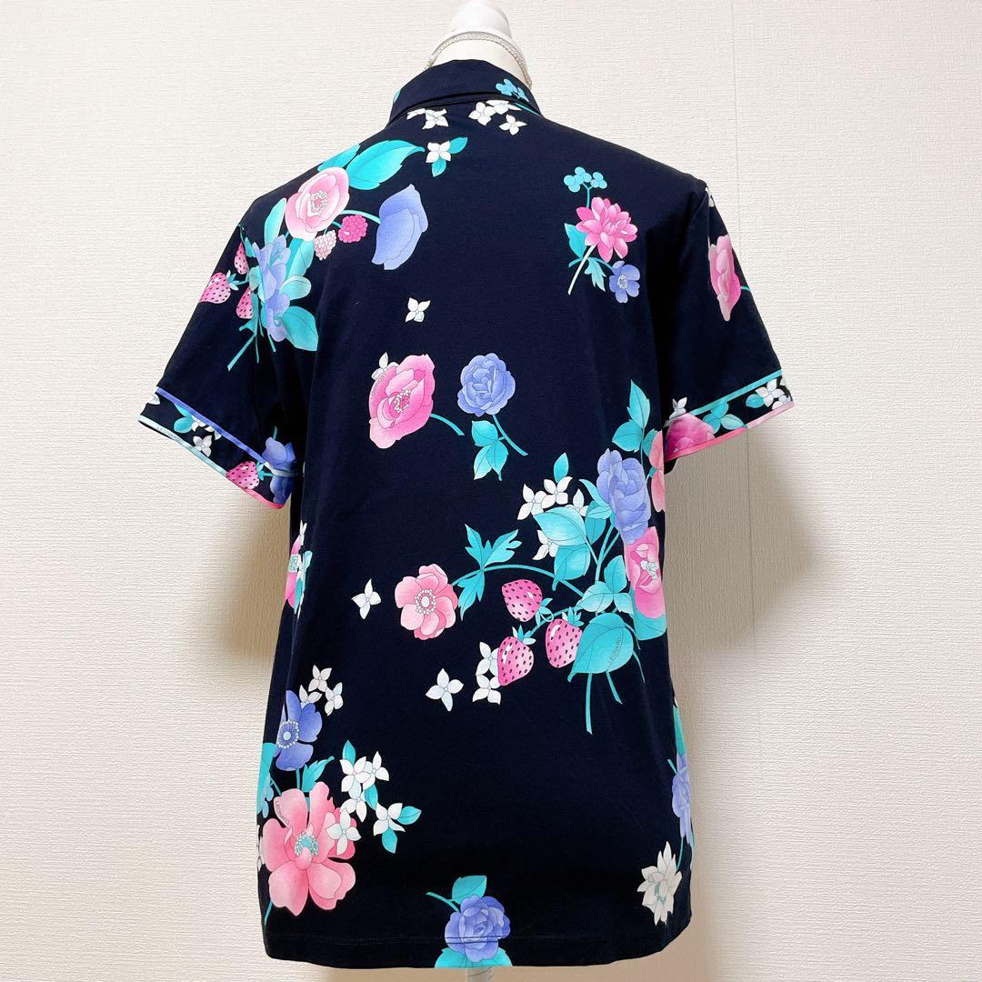 レオナール　ポロカットソー　近年モデル　襟付き　サイドスリット　黒　日本製　XL