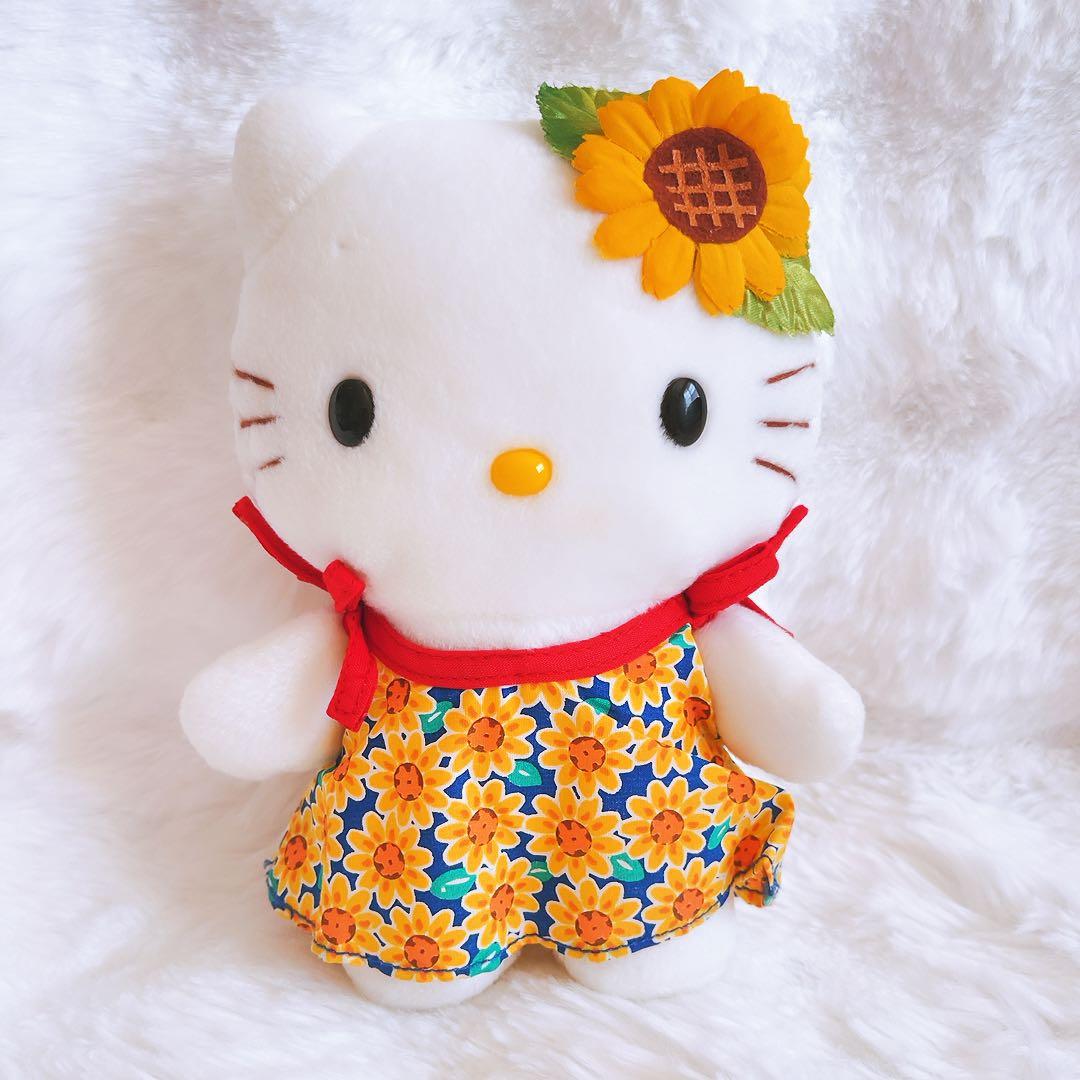 希少レア　ハローキティ　ぬいぐるみ　夏　ひまわり　麦わら帽子　平成レトロ
