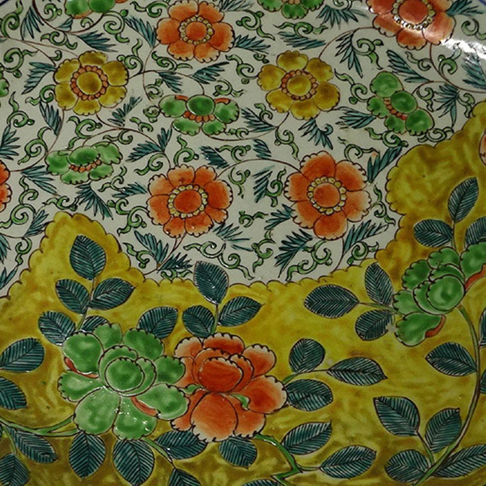 時代物 色絵草花紋 大皿 径約37.5cm 太明成化年製 初期古伊万里 有田焼