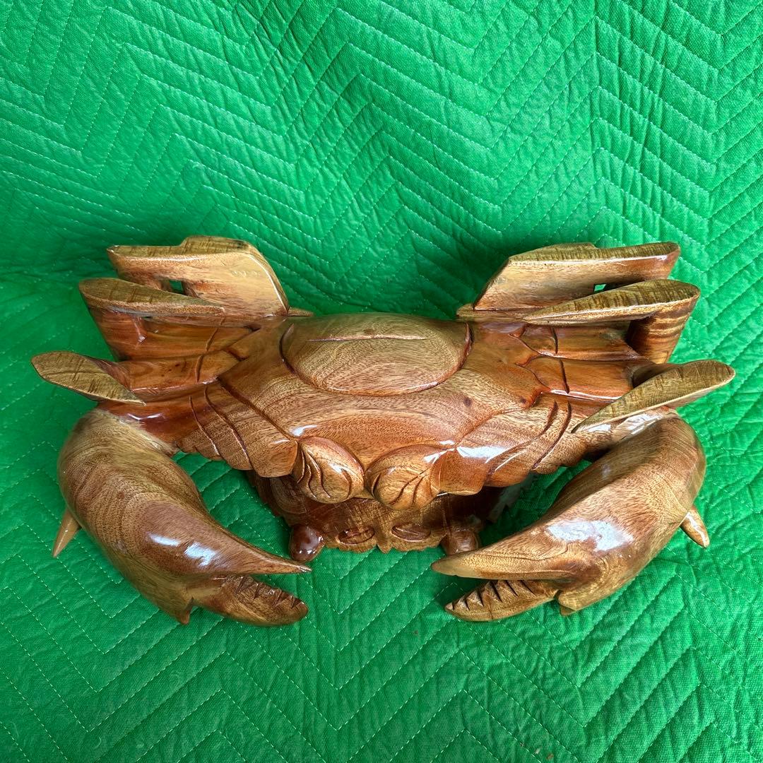 木彫り　蟹 カニ 隠し収納②