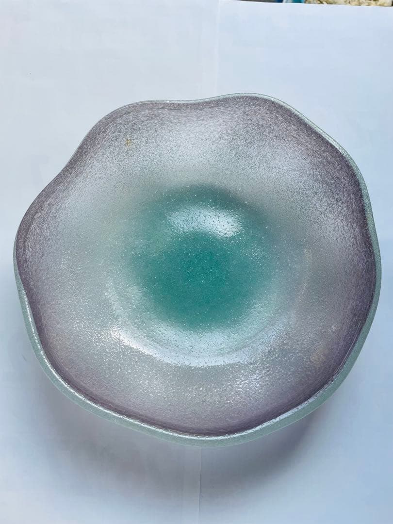 現代の名工 稲嶺盛吉 大皿 琉球ガラス 泡ガラス 吹きガラス