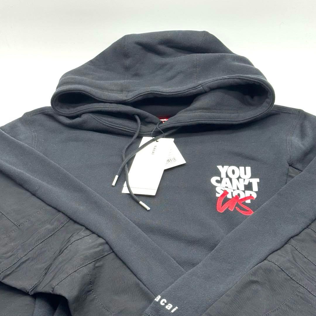 超美品　サカイ　ナイキ　コラボ　ブラック　異素材ドッキング　プルパーカー　2 M