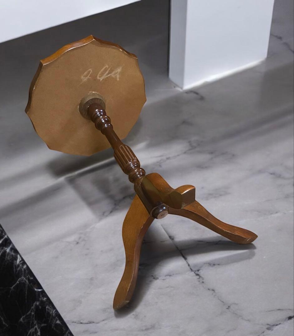 イタリア製アンティーク★天板革張りのコーヒーテーブル　サイドテーブル　花台