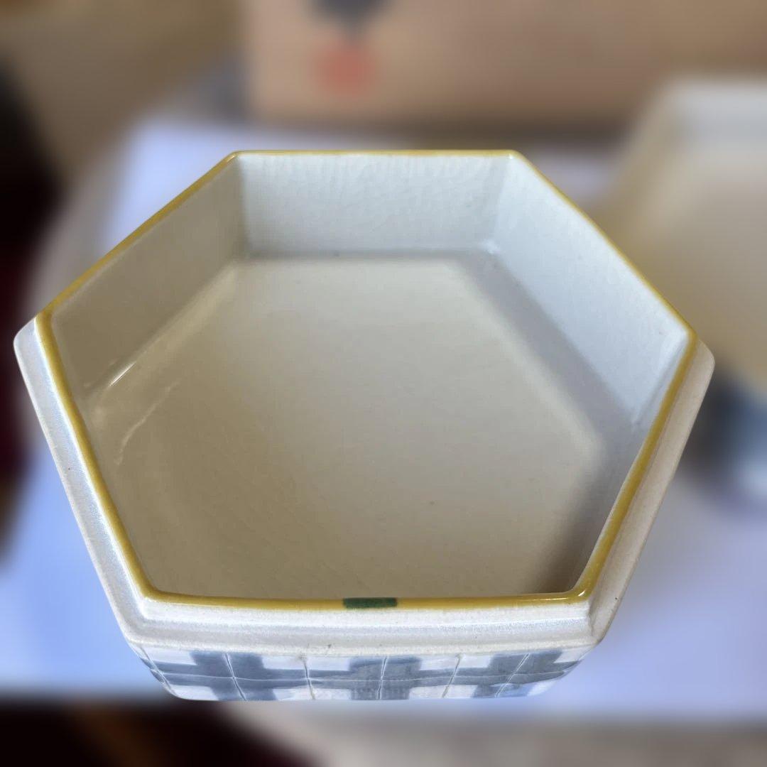 京焼 徳力孫三郎 彩画魚文陶箱 蓋物　共箱