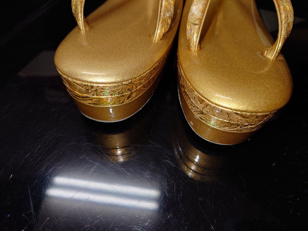 金鷲印　バッグと草履セット　ゴールド