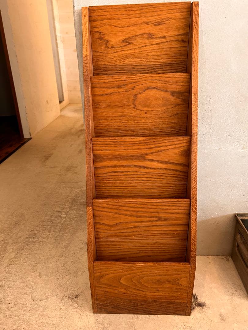 上質オーク材マガジンラック木製4段ブックシェルフ''インダストリー系