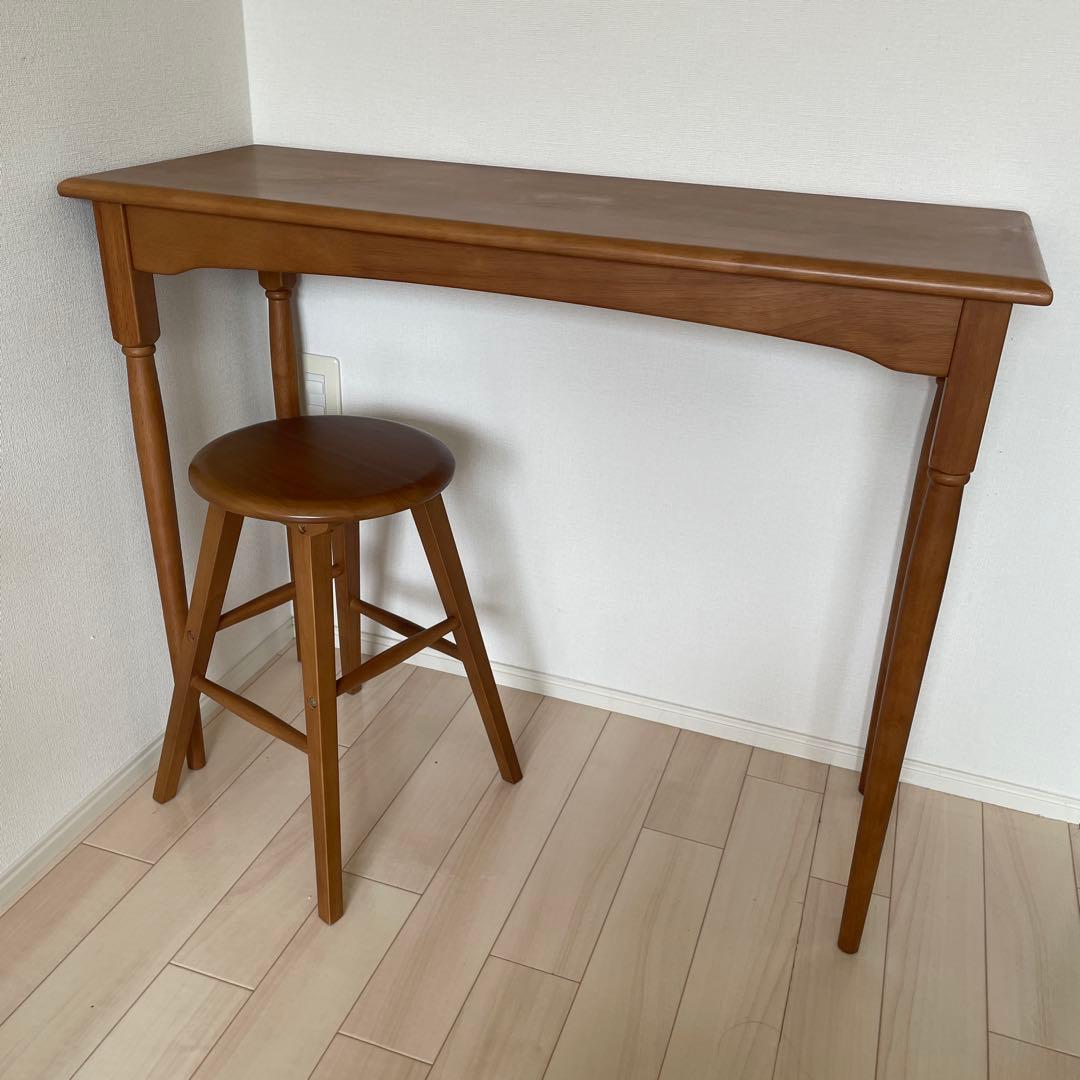 studio CLIP 無垢のデスク 無垢のラウンドスツール　コンソールテーブル