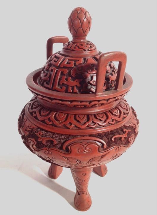 香炉　堆朱　三脚香炉 唐物 時代物
