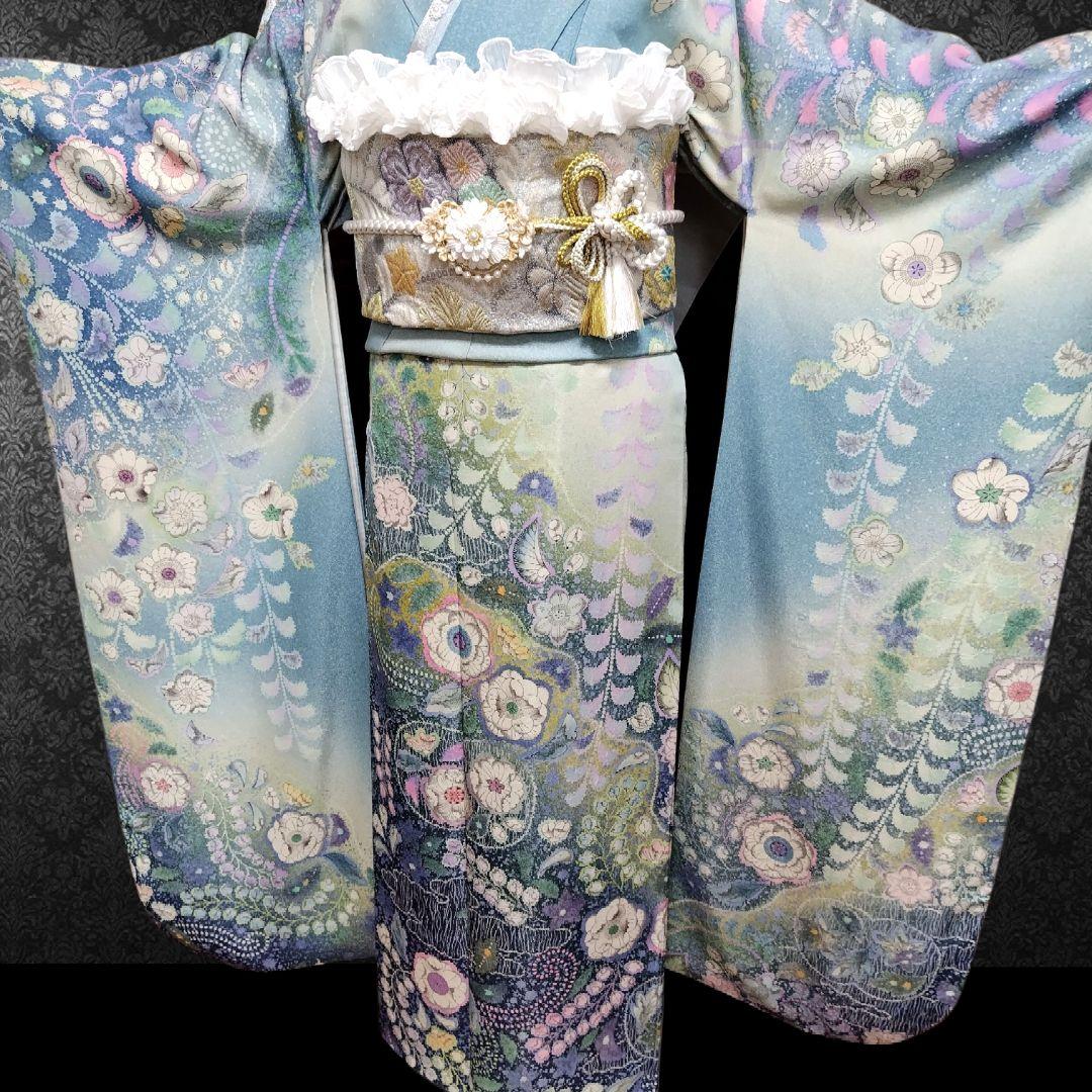 お直し無料！振袖フルセット(8点)・辻ヶ花・辻が花・絞り・胴裏正絹・高級手縫い