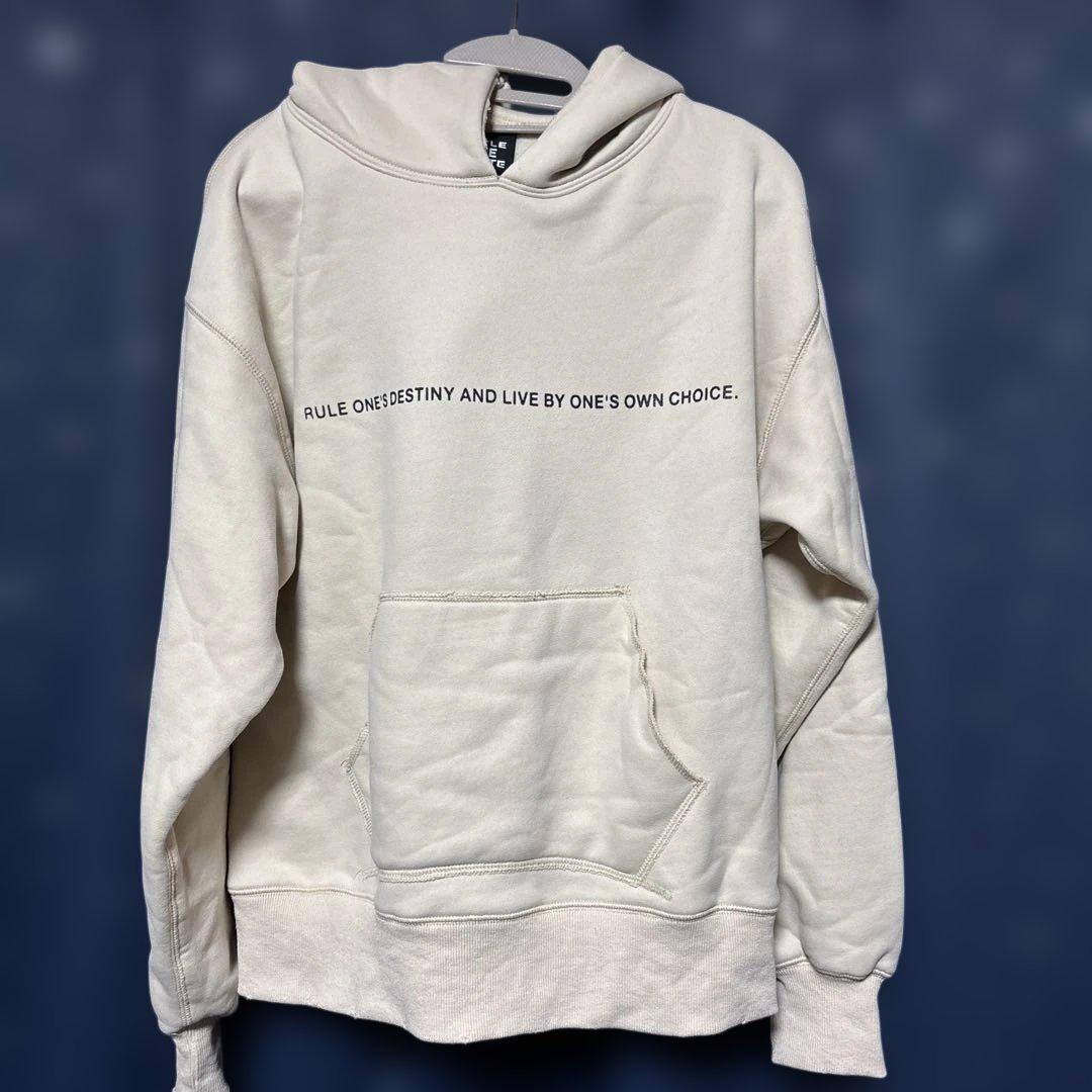 ☆セールRULE THE FATE 裏起毛ダメージ加工フーディー ベージュ