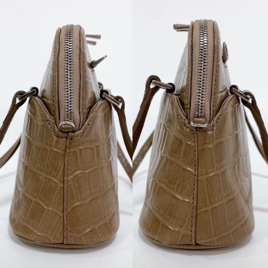 極美品 FOXEY フォクシー マカロンバッグ ベージュ クロコ型押し