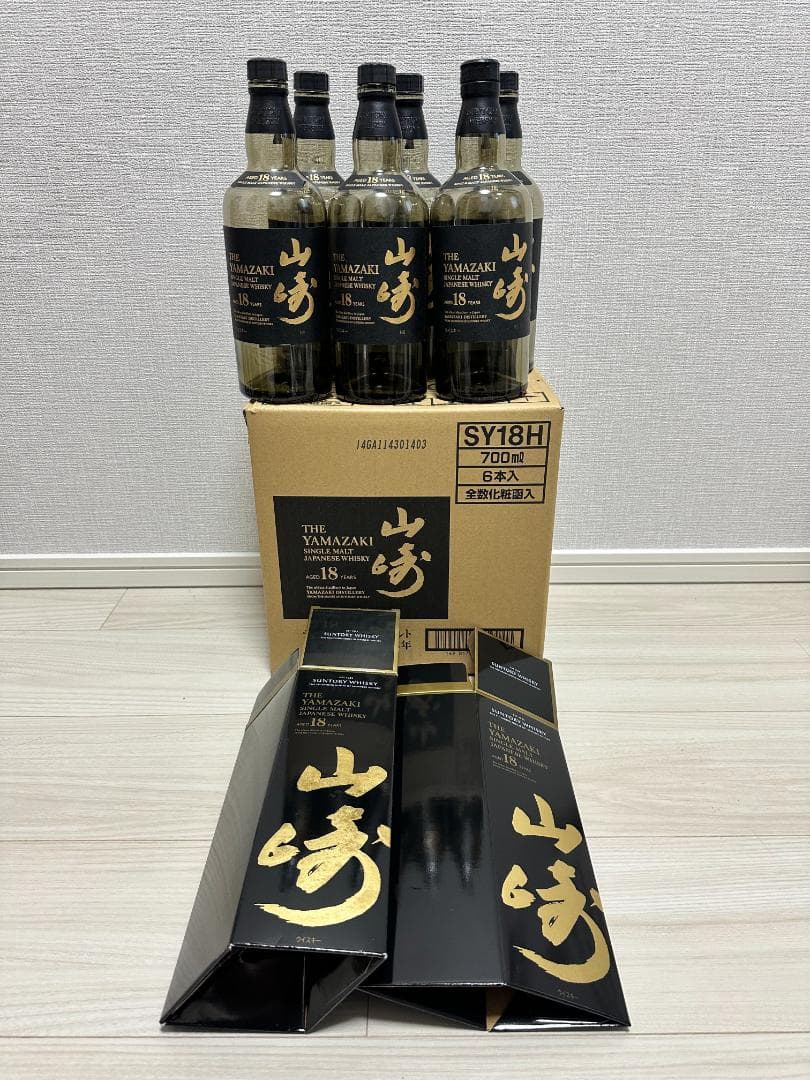 【空瓶】サントリー　山崎18年　700ml　6本セット＋化粧箱2個