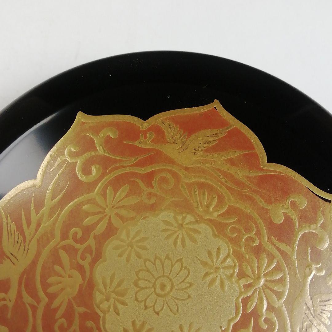 Ｔ８３６　香合　『手鏡蒔絵』『錫縁香合』『新井司峰 作』　共箱　茶道具