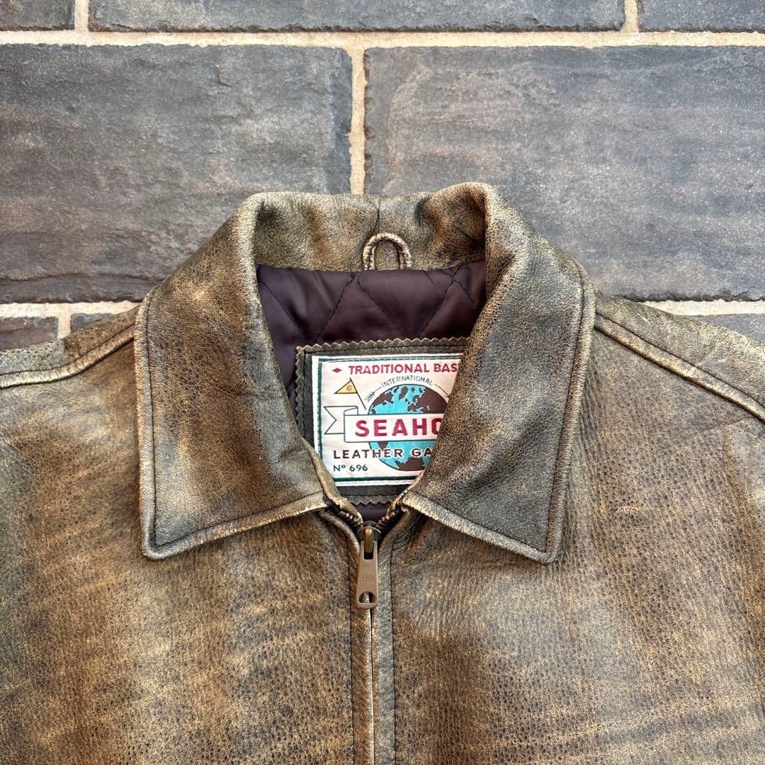 雰囲気抜群 短丈 90s レザージャケット 古着 vintage 本革 A2