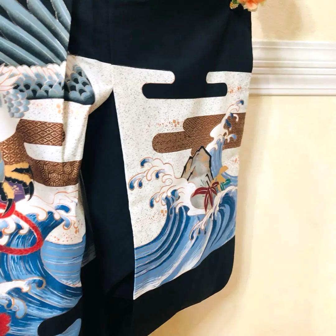 美品‼️七五三 五歳‼️鷹 巻物金彩❤️黒地系圧巻豪華完全フルセット‼️家から揃える無‼️