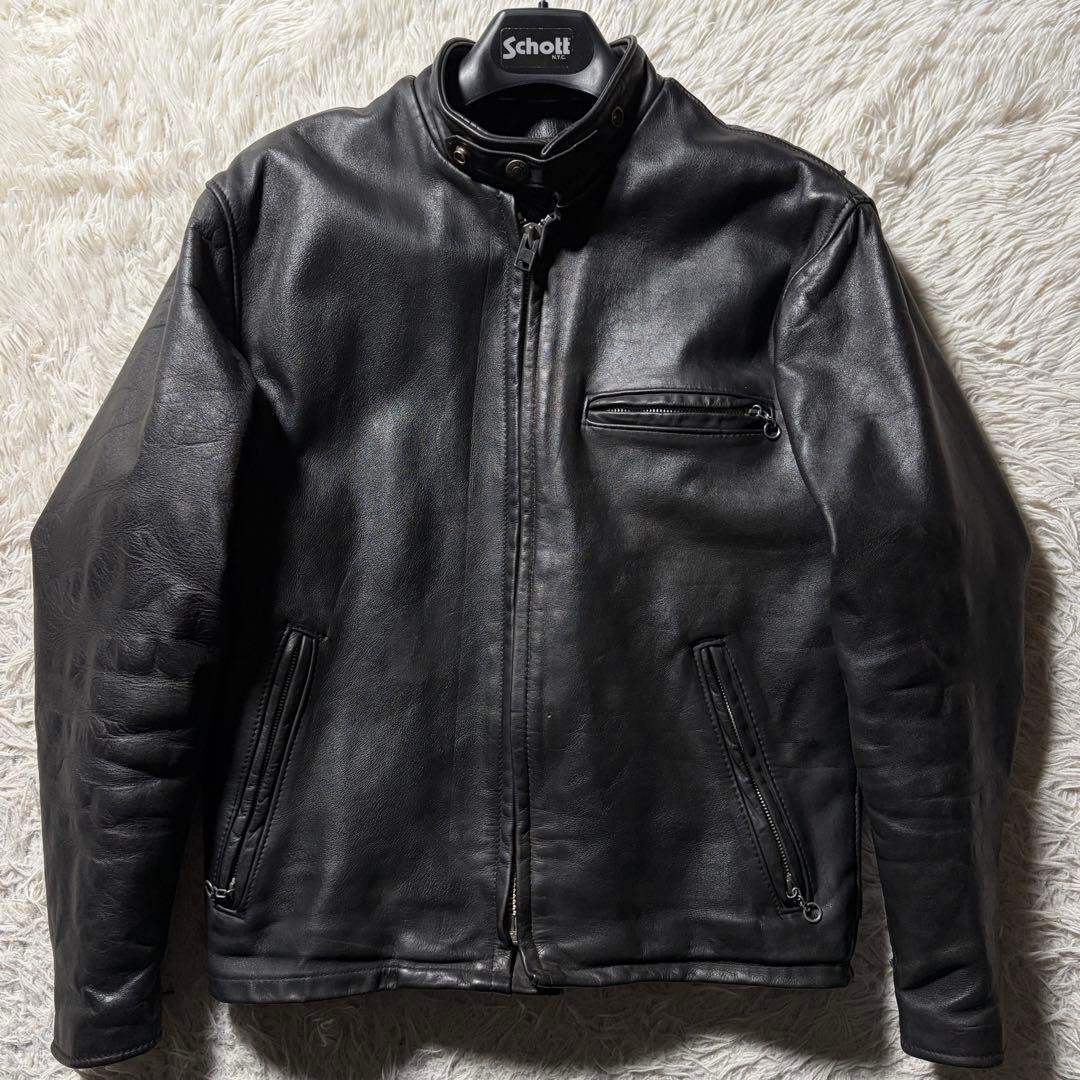 【米国製】schott ライダースジャケット 641 本革　ブラック 38