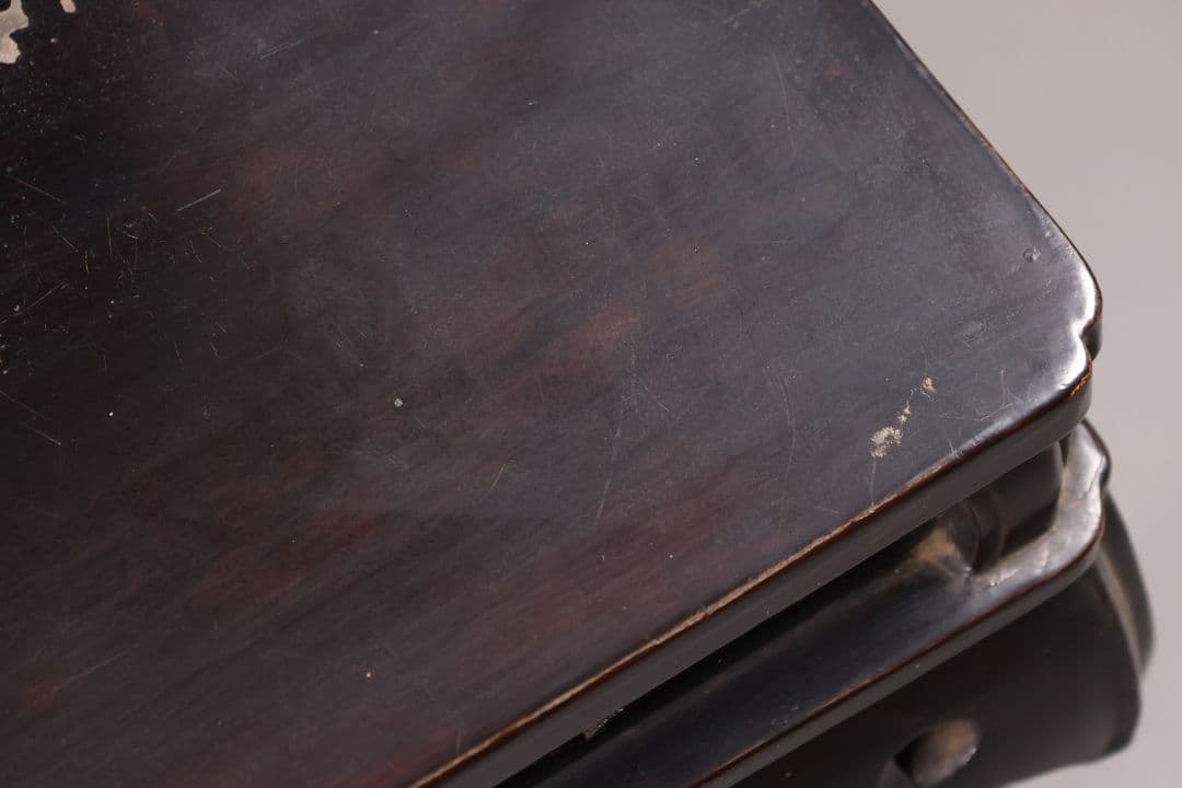 時代 木製 漆塗 春日卓 高34.8cm 高卓 花台 経机【MA823】