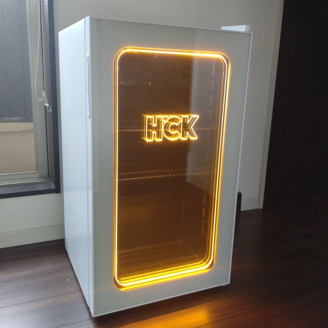 HCK 冷蔵庫 小型 92L ドリンク用 LEDネオン