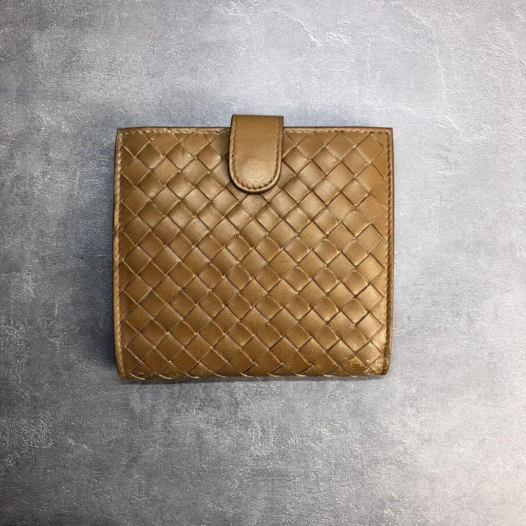 BOTTEGA　ボッテガヴェネタ　イントレチャート　ブラウン　レザー　折り財布