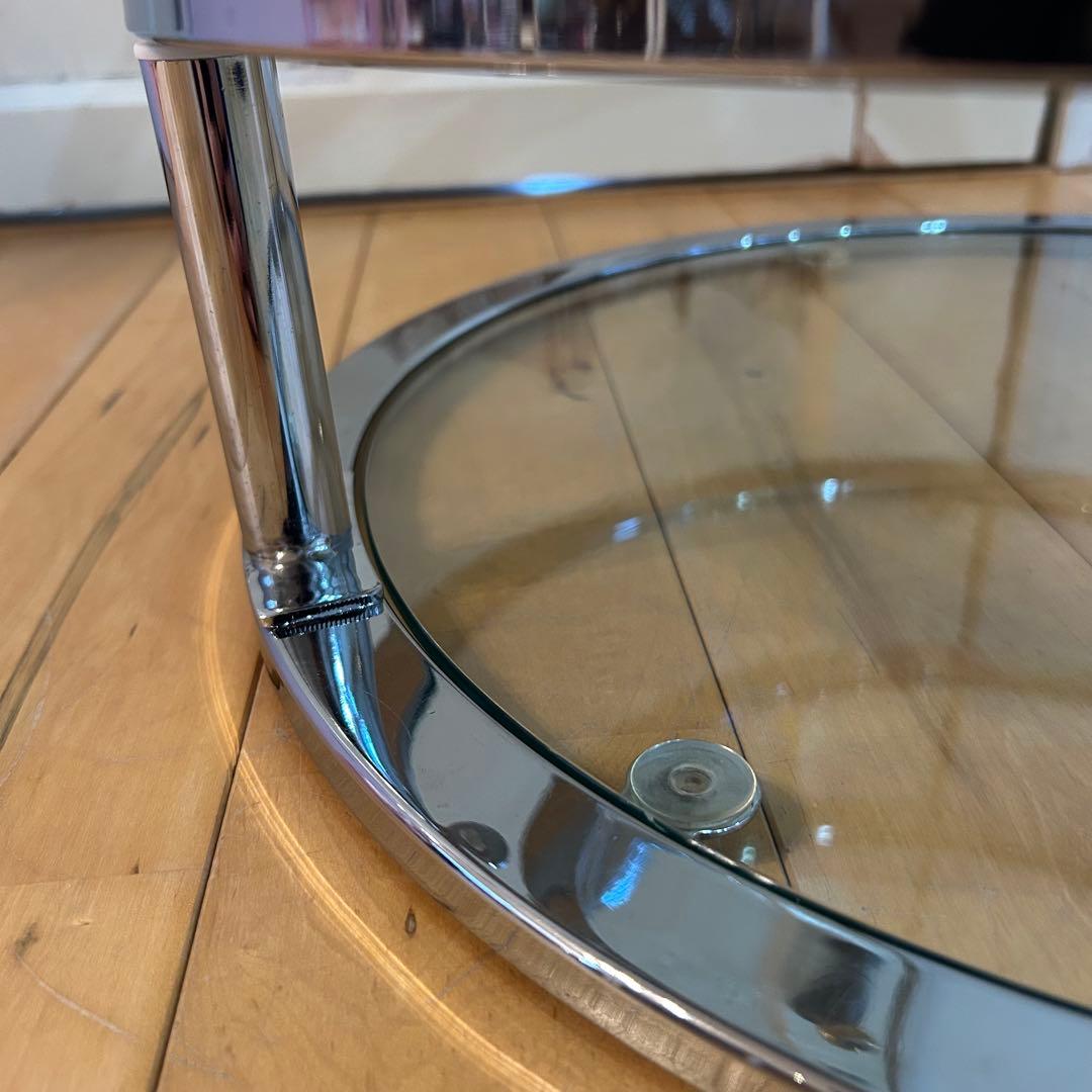 ☆ミッドセンチュリー☆ 丸型 ラウンドテーブル ビンテージ　強化ガラス 4段