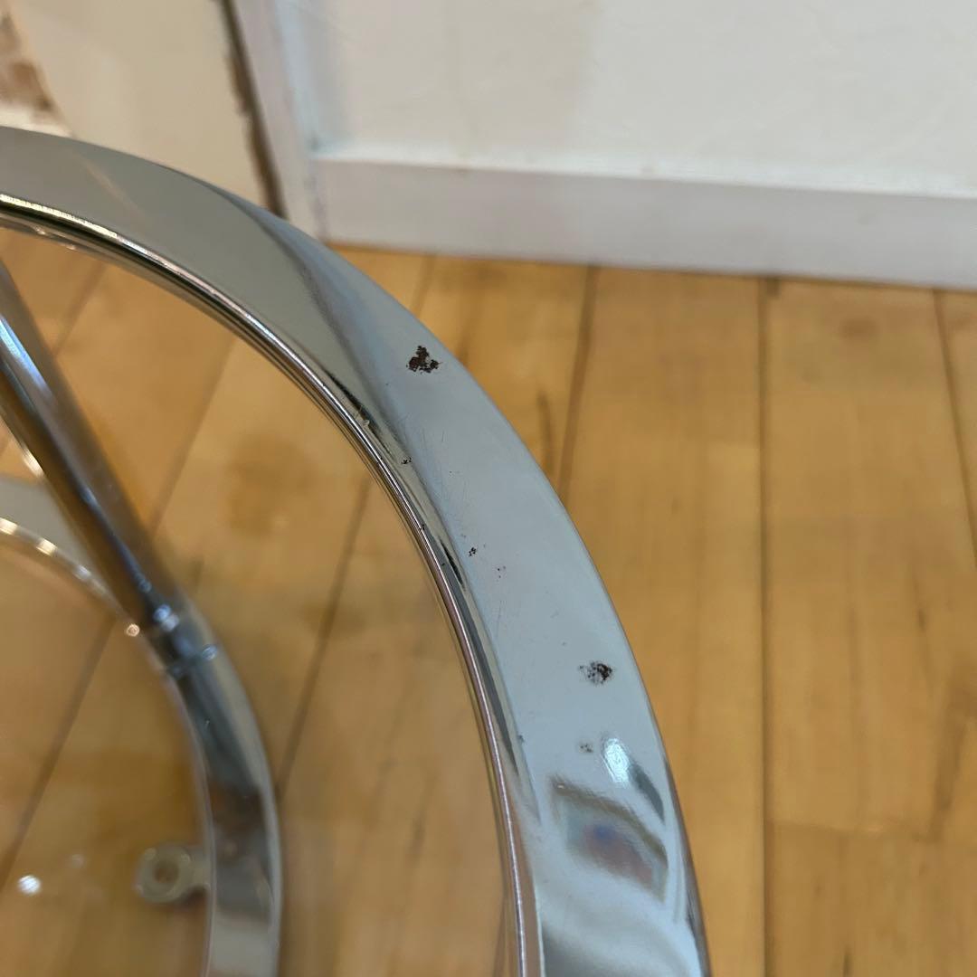 ☆ミッドセンチュリー☆ 丸型 ラウンドテーブル ビンテージ　強化ガラス 4段