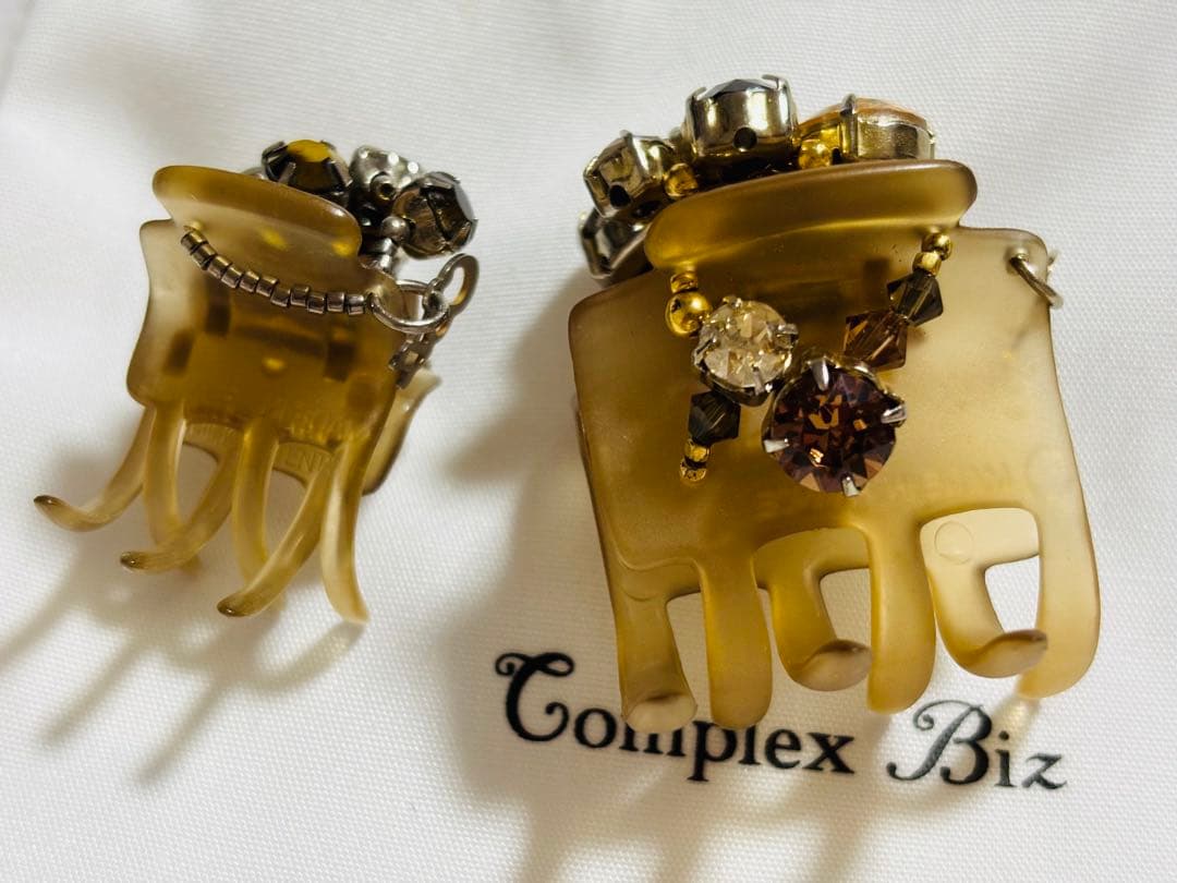 【2個】コンプレックスビズ　デザートクリップ　　大　中　ゴールド　黄　クリップ