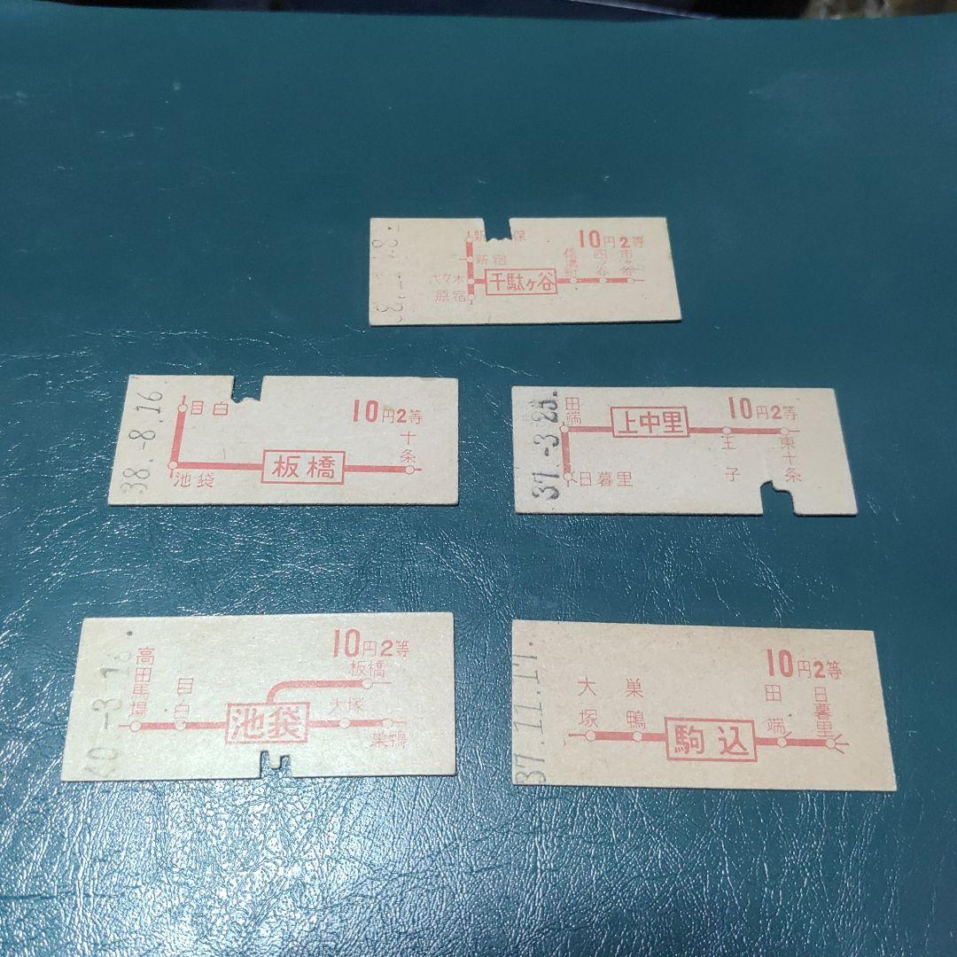 【山手線他】使用済赤地図式硬券乗車券　５枚