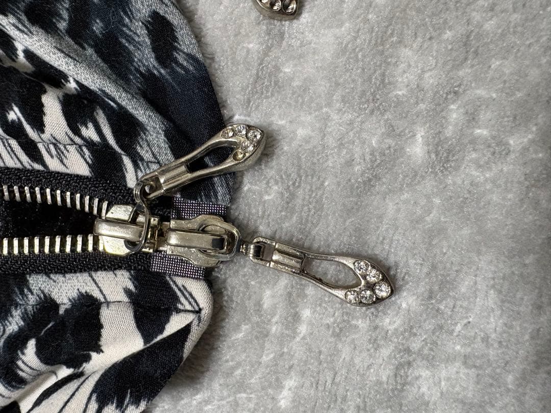 y2k 平成ギャル　ベロア　パーカー　ラインストーン　豹柄　お兄　重ね着