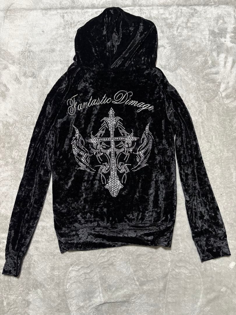 y2k 平成ギャル　ベロア　パーカー　ラインストーン　豹柄　お兄　重ね着