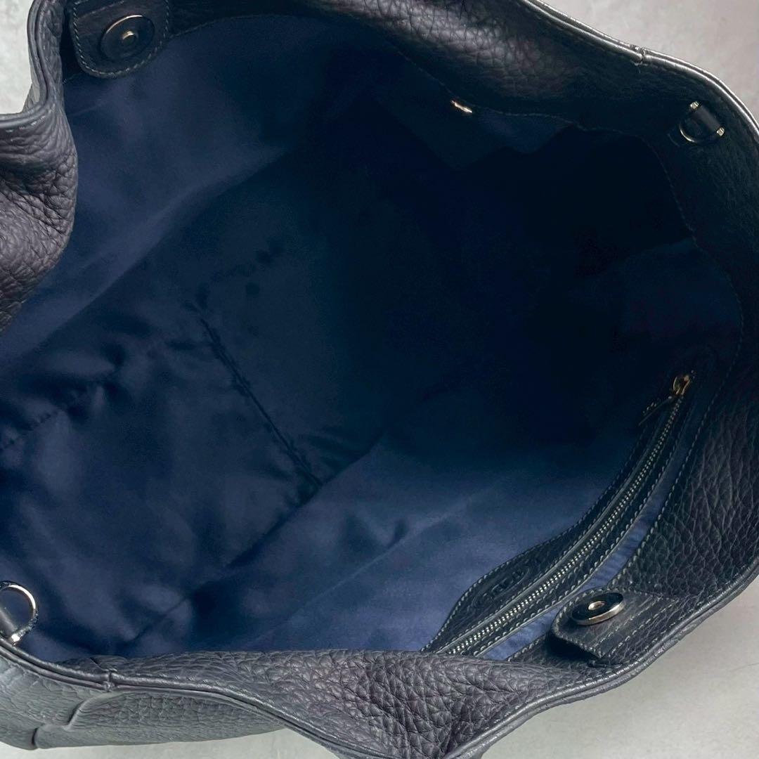 【美品】トッズ ショッピング ピッコラ レザー ネイビー 紺色 ハンドバッグ