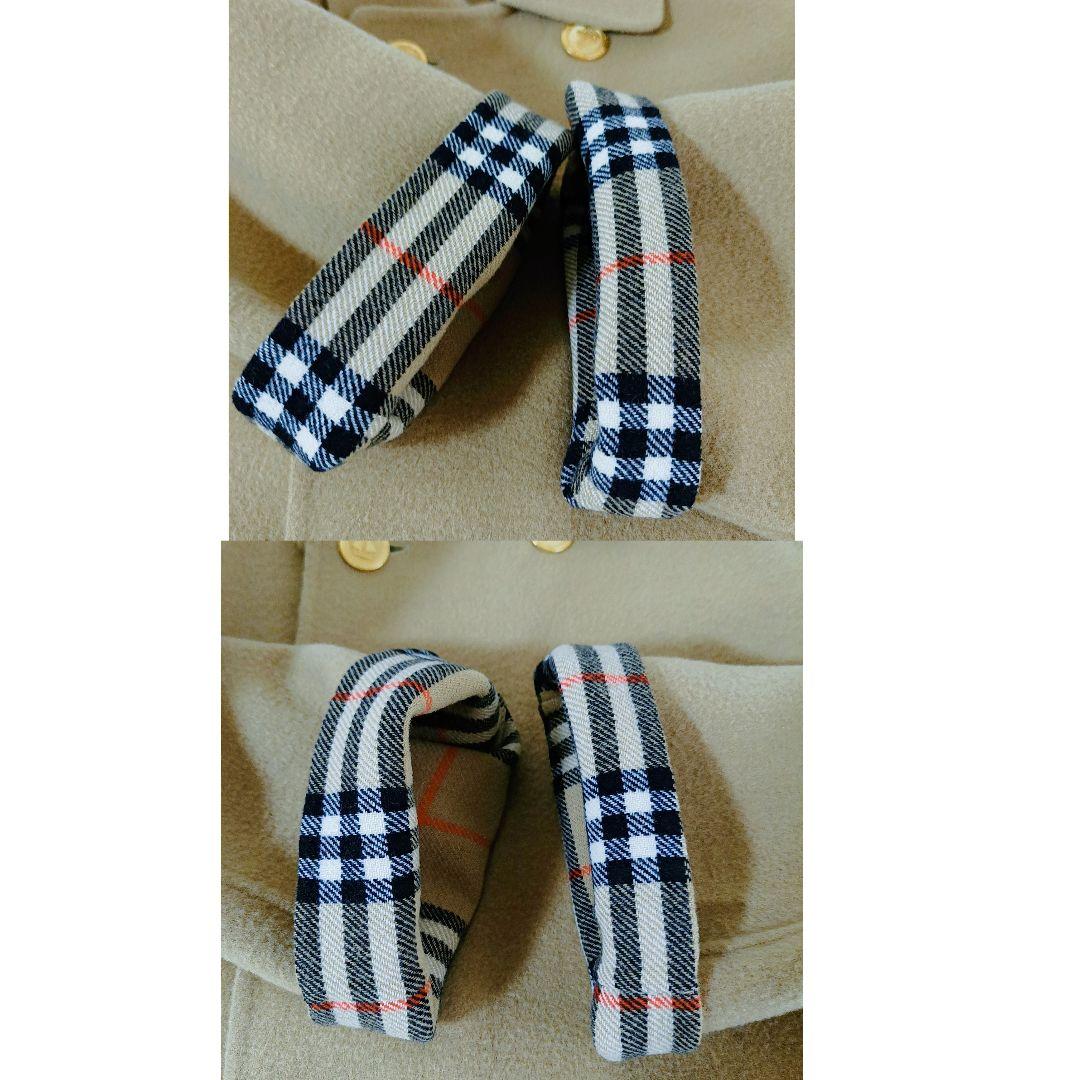 バーバリー カシミヤ混 ダブルフェイスコート ノバチェック ベージュ　金ボタン