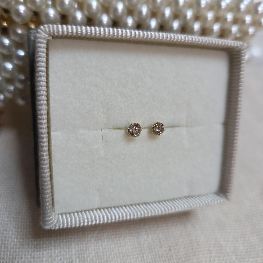 K18YG 1粒 ダイヤ 0.3ct ピアス