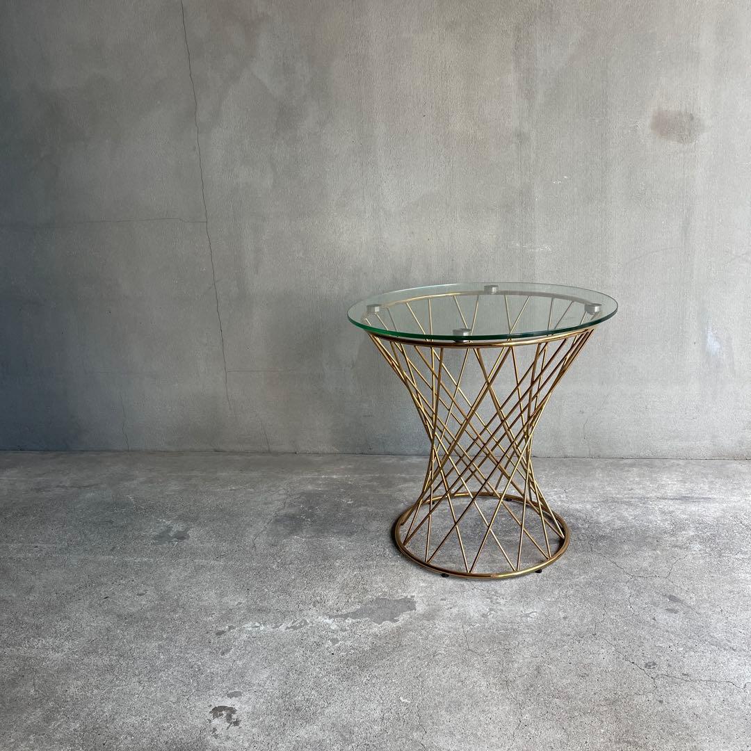 Francfranc フランフラン　マーリアサイドテーブル　クリア×ゴールド