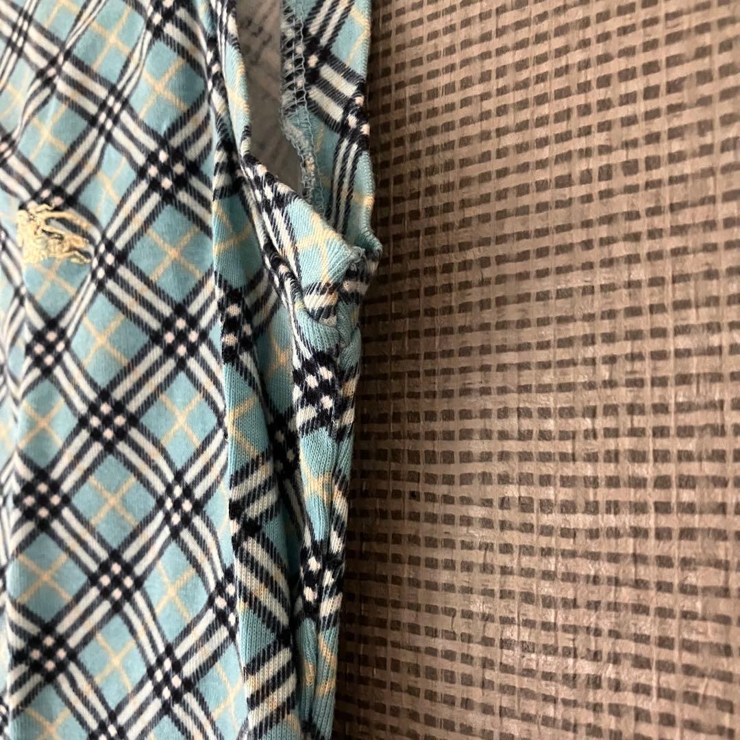 美品　バーバリーブルーレーベル　タンクトップ　ノバチェック　水色　M