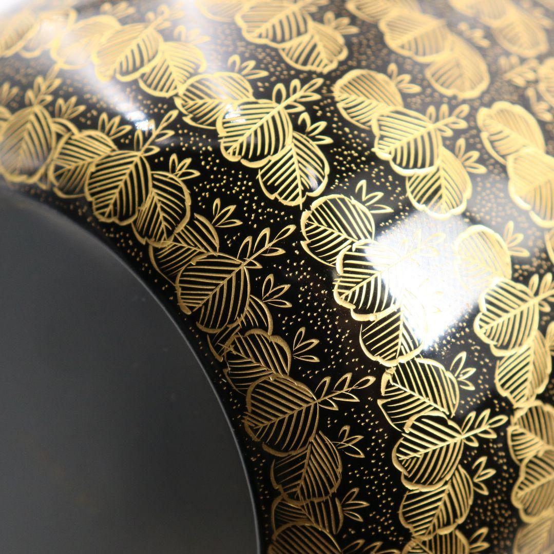 前志芸男作 沈金桐之図 平棗 前大峰師事 茶道具 共箱共布　V877　N6