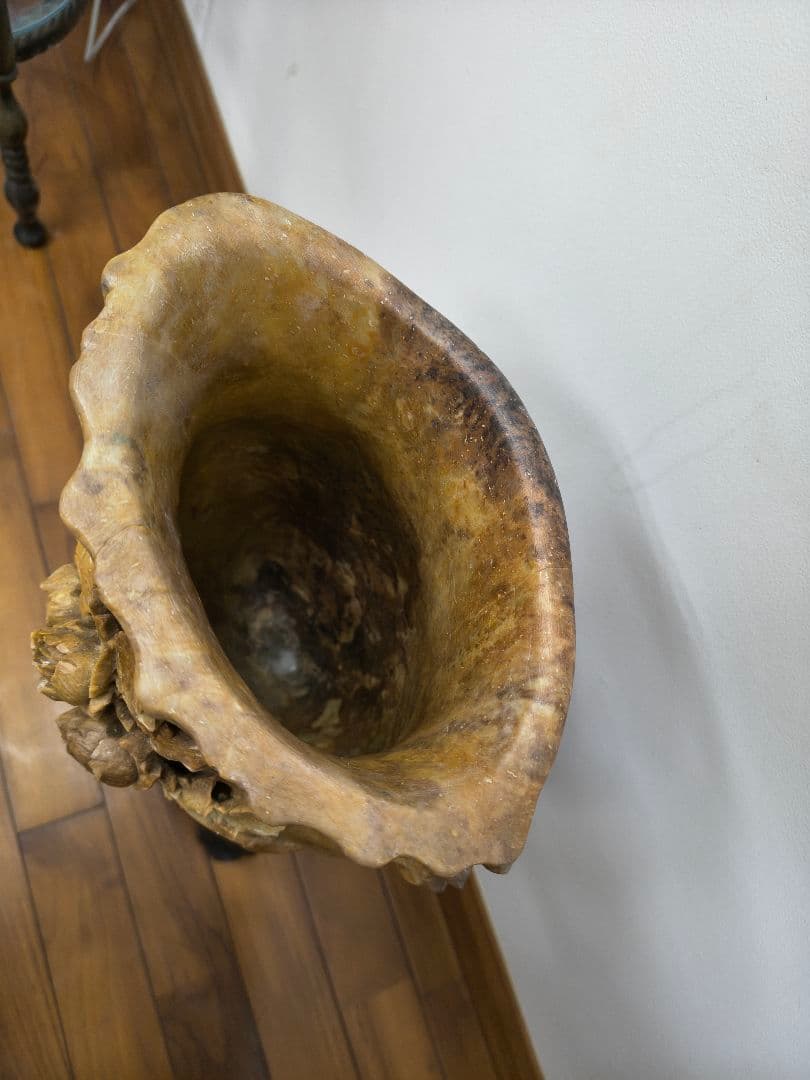 引き取り限定　中国美術　花の彫刻 陶器製　置物　アンティーク風　花瓶