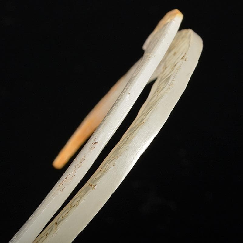 中国　玉石白玉彫刻　玉器　玉壁　玉飾　玉珮　2点まとめて　M　R7521