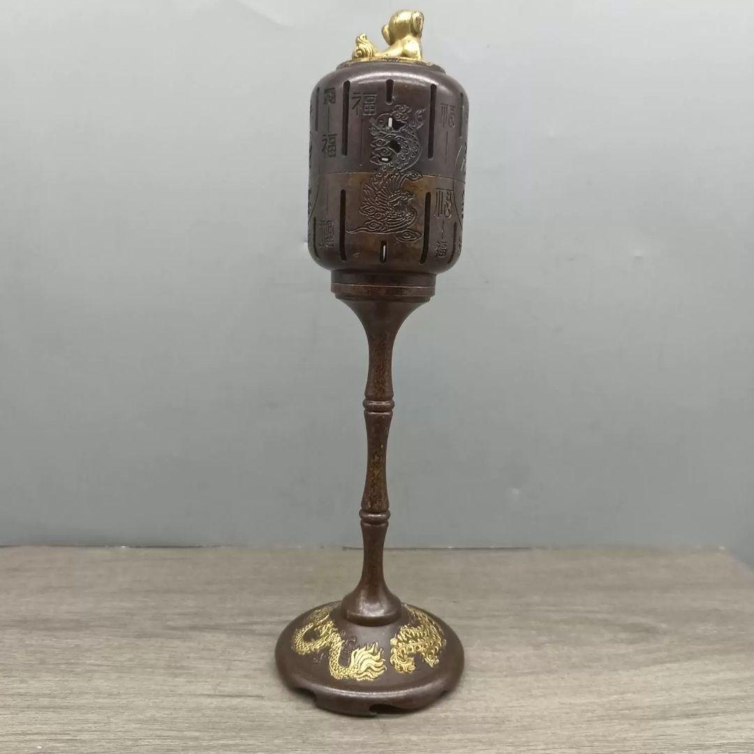 銅 細工 龍鳳宮灯香炉 檀香盤 室内 茶道 香道具 工芸品 置物