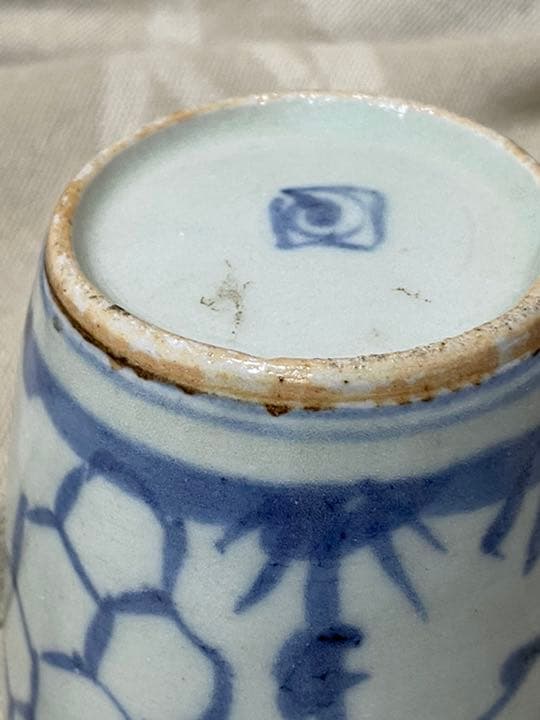 古伊万里 蕎麦猪　酒器 アヤメ 亀甲紋 江戸中期