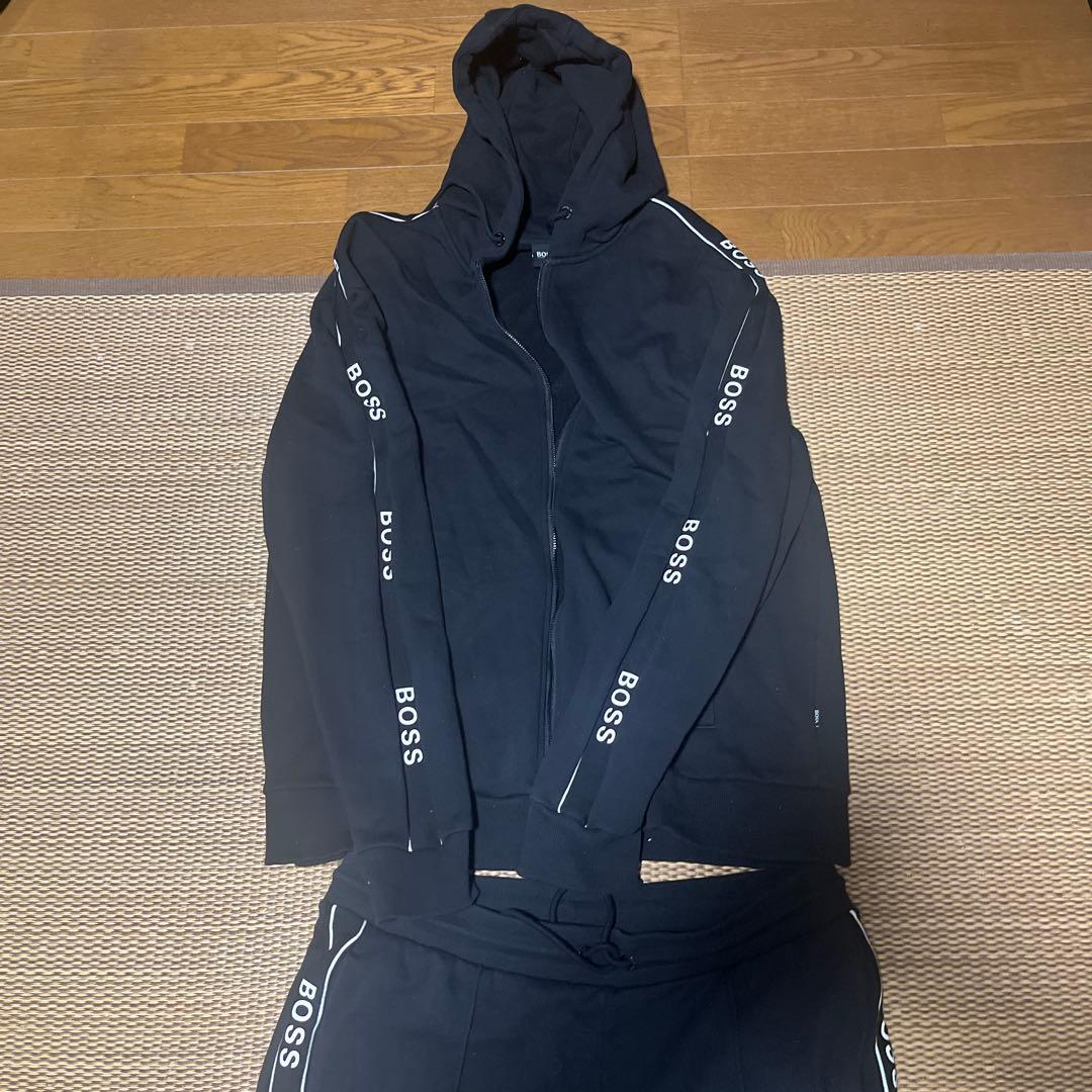 HUGO BOSS 裏起毛 サイドロゴ フルジップ パーカー セットアップ